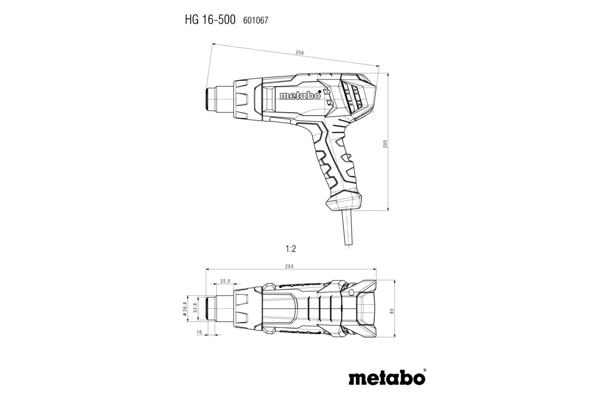 Metabo 1600 W Heat Gun 2 Stage Temp 300°C/500°C (HG16-500)