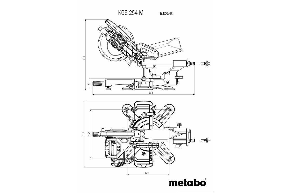 Metabo 1800W 254mm (10") Sliding Compound Mitre Saw KGS 254 M