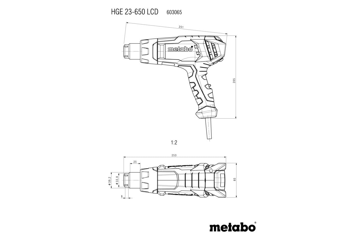 Metabo 2300 W Heat Gun Variable Stage Temp 80°C - 650°C