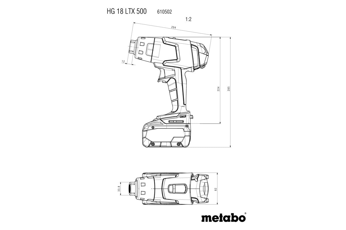 Metabo 18V Cordless Heat Gun 300°C/500°C (HG18LTX500)
