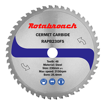 Rotabroach RAPB355FS 355mm CERMET CARBIDE SAW BLADE FOR MILD STEEL 66 TEETH