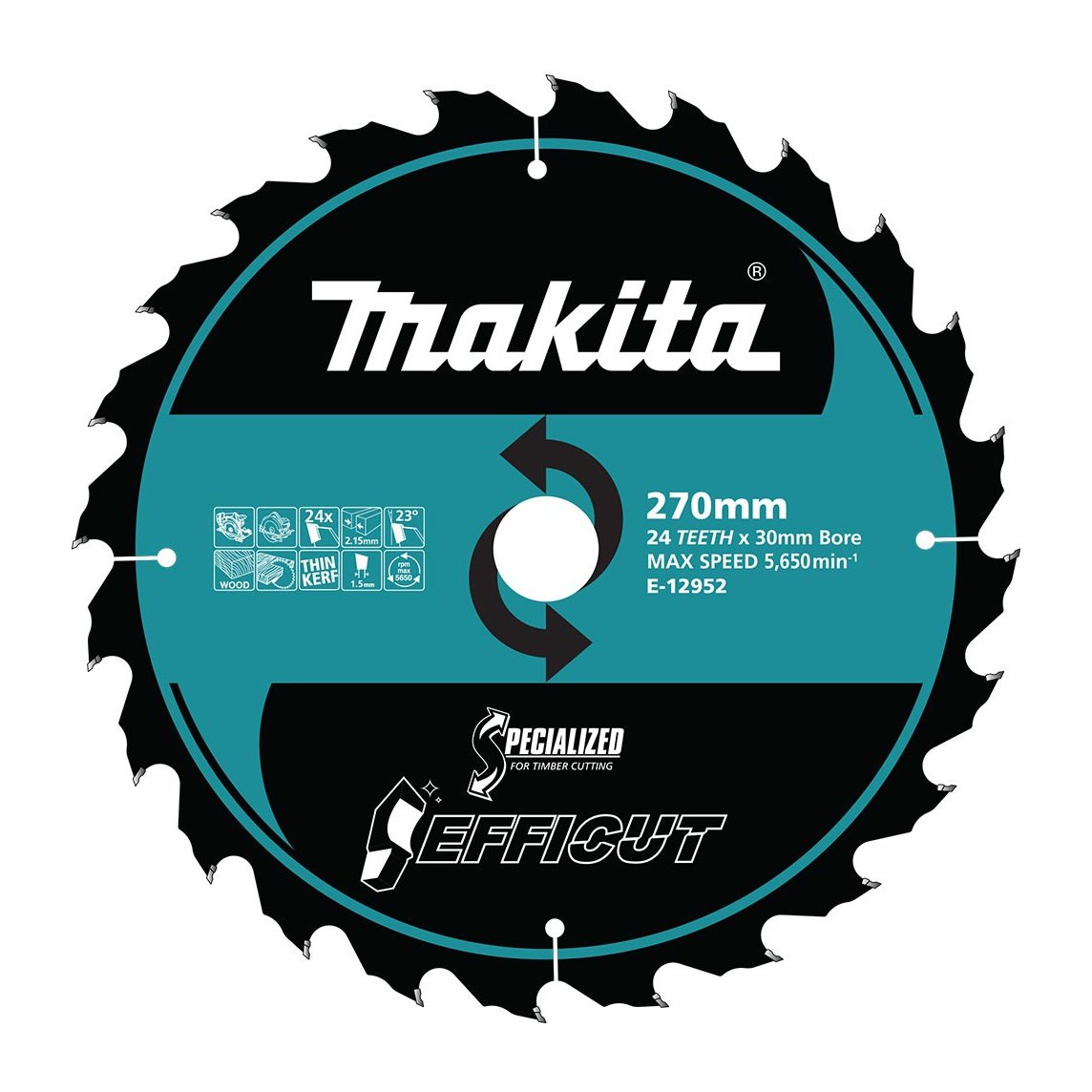 Makita EFFICUT 270mm 30mm 24T Wood Cutting Blade E-12952 tool-junction-nz