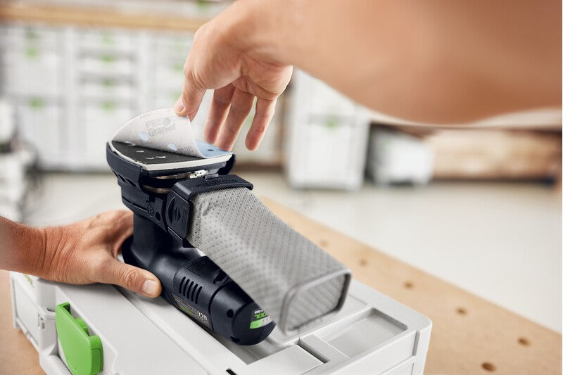 Festool Delta sandpaper assortment abrasives organized in a Systainer