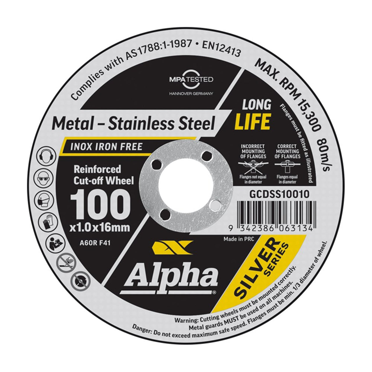 Alpha Maxabrase Cutting Disc - Inox Stainless 100 x 1.0mm Silver Series