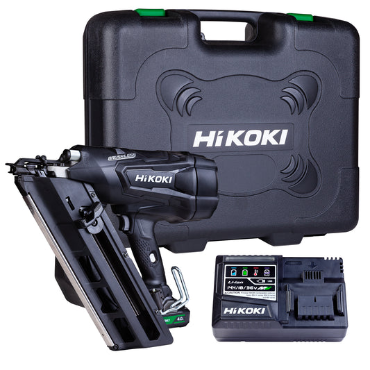 Hikoki 18V Cordless Gasless 90mm 34° Framing Nailer Kit in Black tool-junction-nz