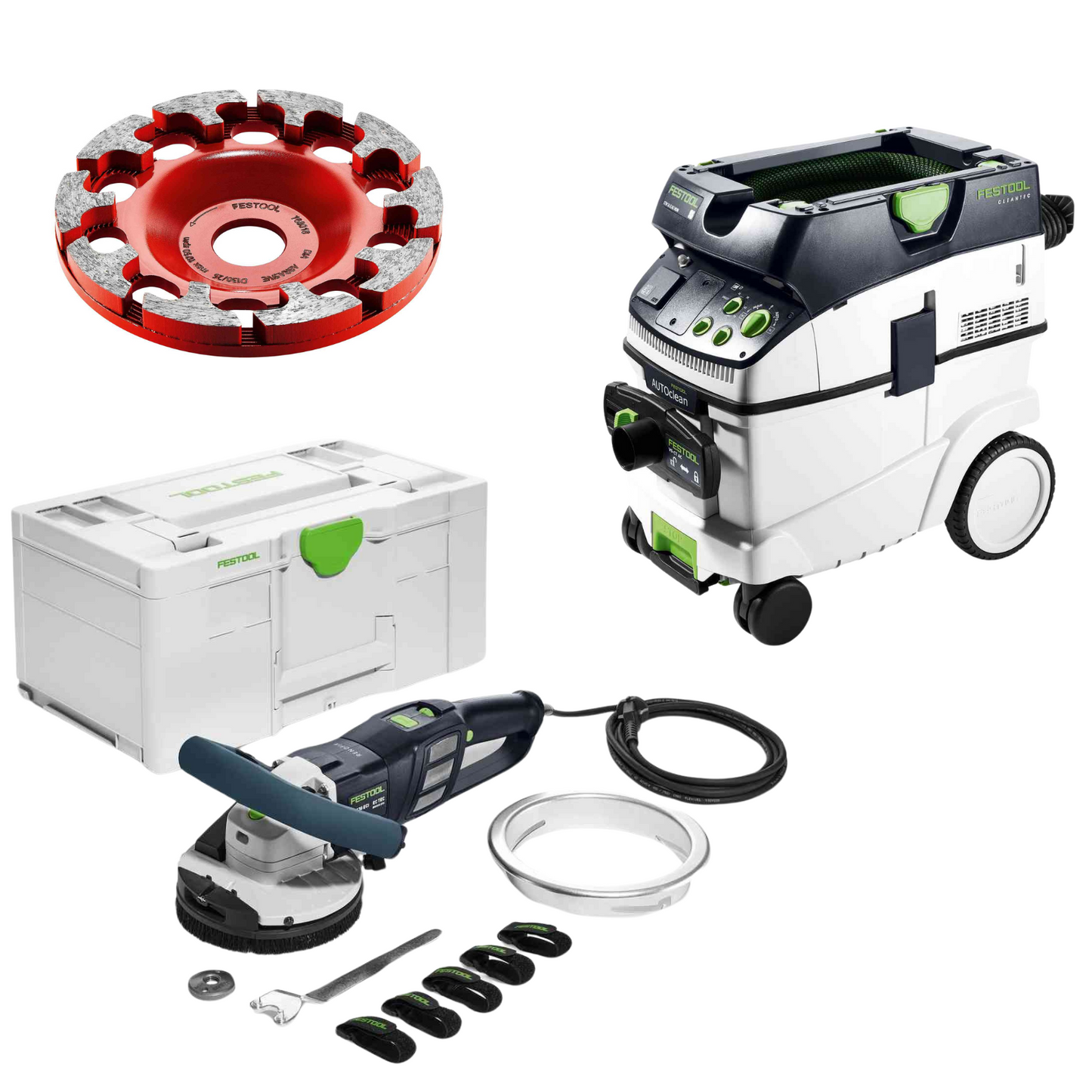 Festool Limited Surface Prep Grinder & AutoClean Dust Extractor Set RENOFIX RG 130 Plus CTM 36 E AC tool-junction-nz