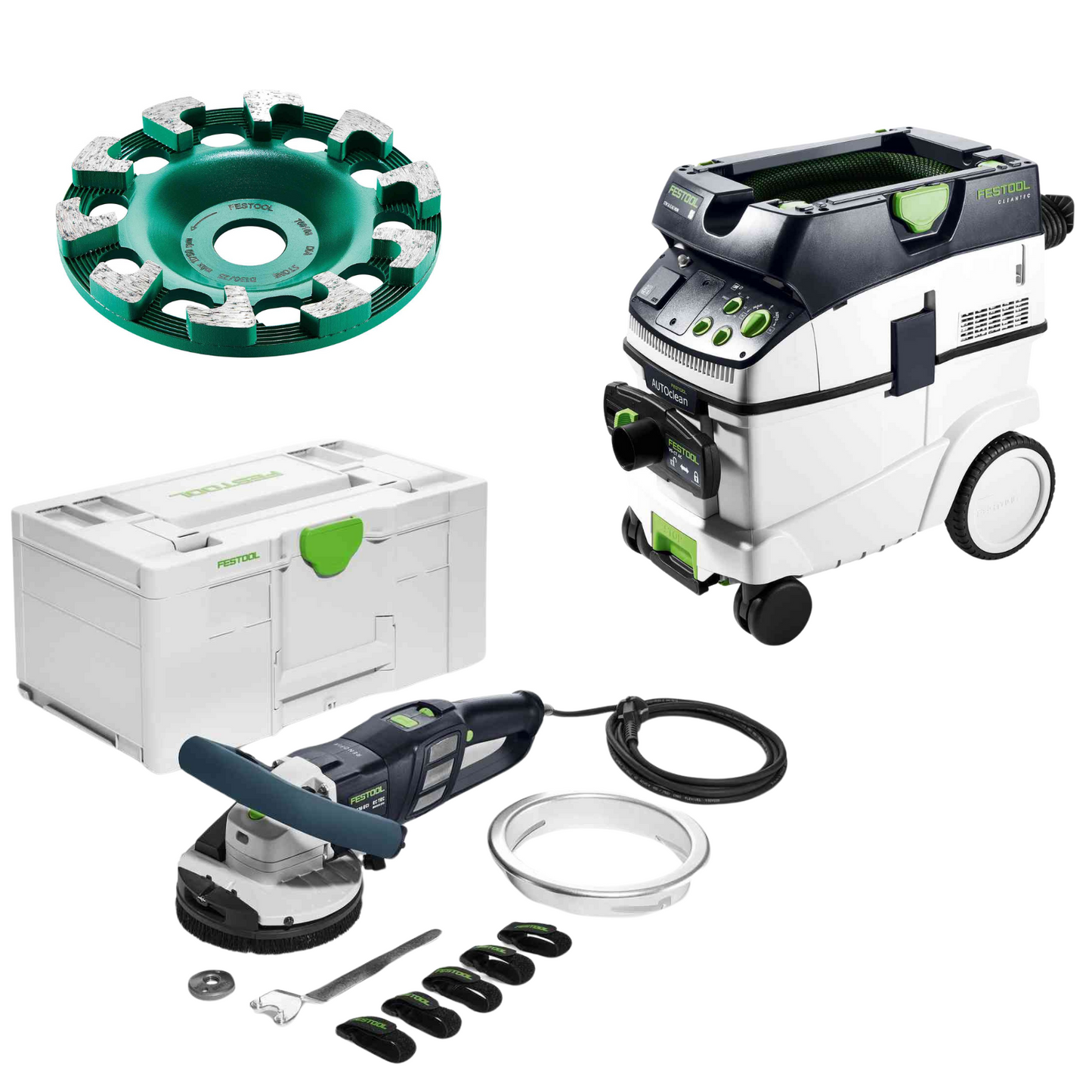 Festool Limited Surface Prep Grinder & AutoClean Dust Extractor Set RENOFIX RG 130 Plus CTM 36 E AC tool-junction-nz