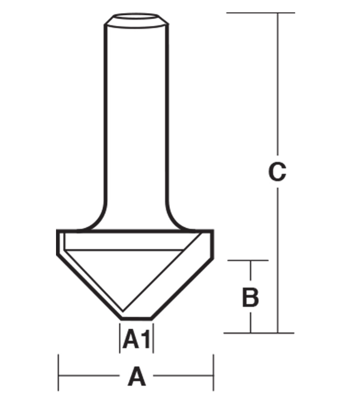 2 Flute – 90° Vee Groove Bit With Flat – Carbide Tipped