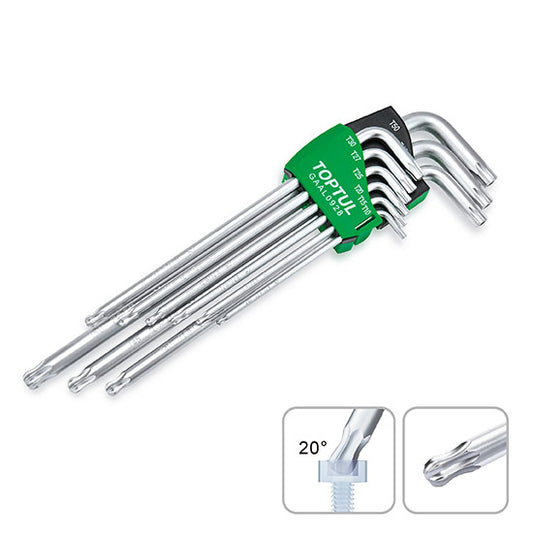 Toptul Hex Key Set Long 9pc Star & Tamperproof T10-T50 (gaal0928)