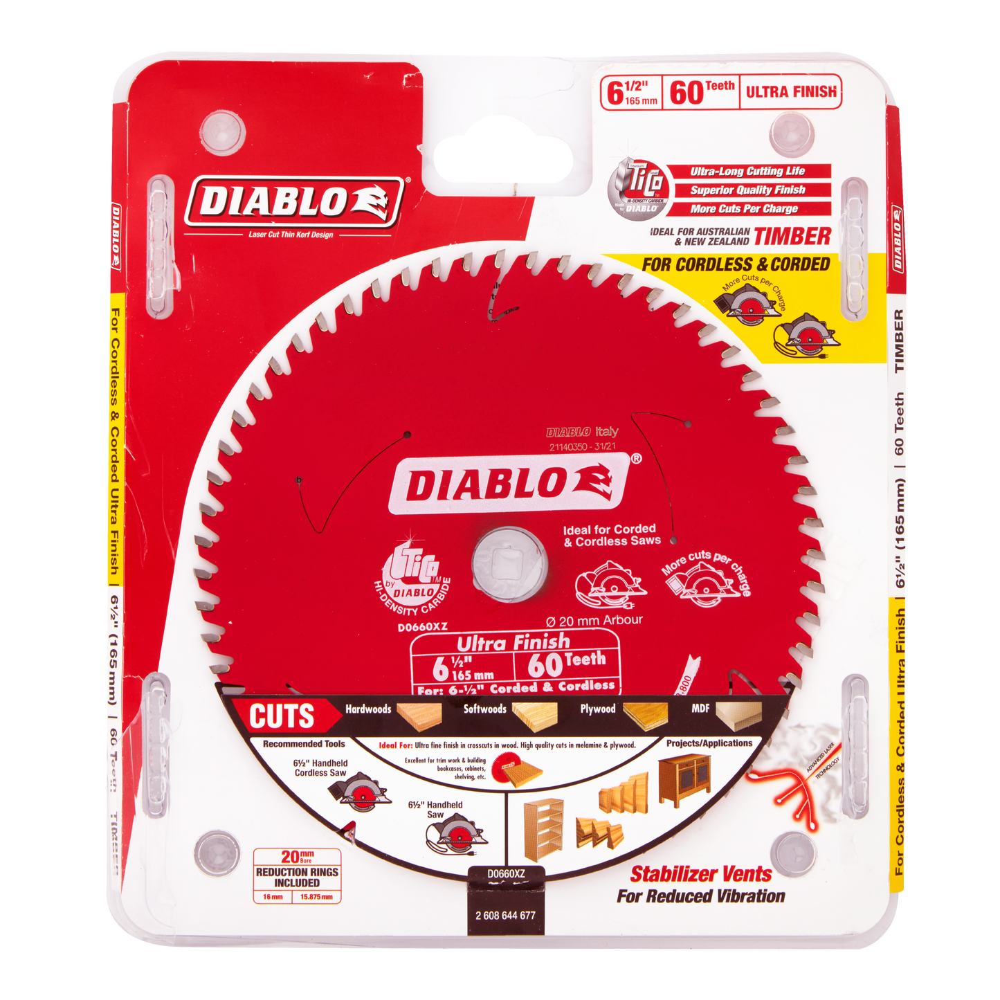 Diablo 6.5 in. / 165mm 60T Ultra Finish Saw Blade tool-junction-nz
