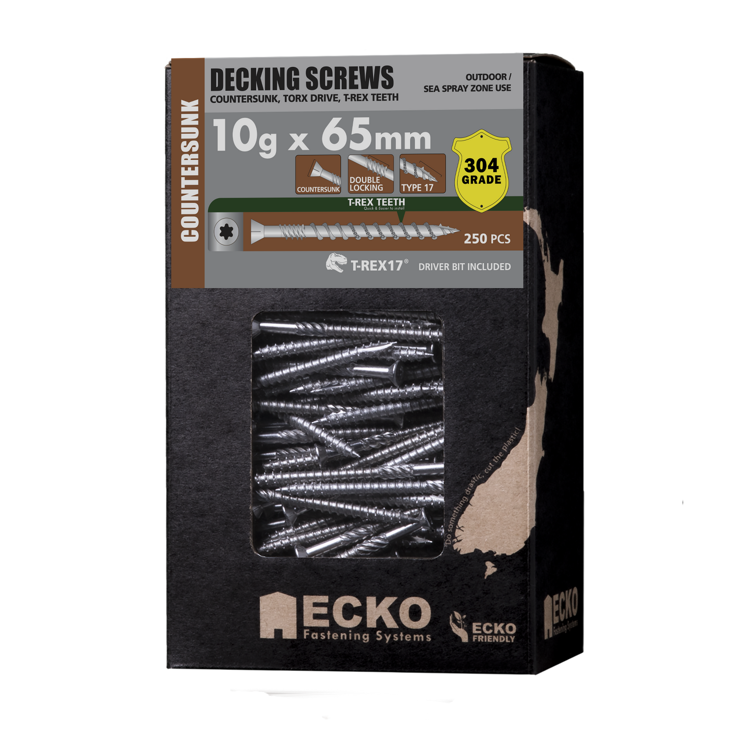 Decking Screw CSK SS304 10Gx60 T-REX17 (50-1000 Pk)
