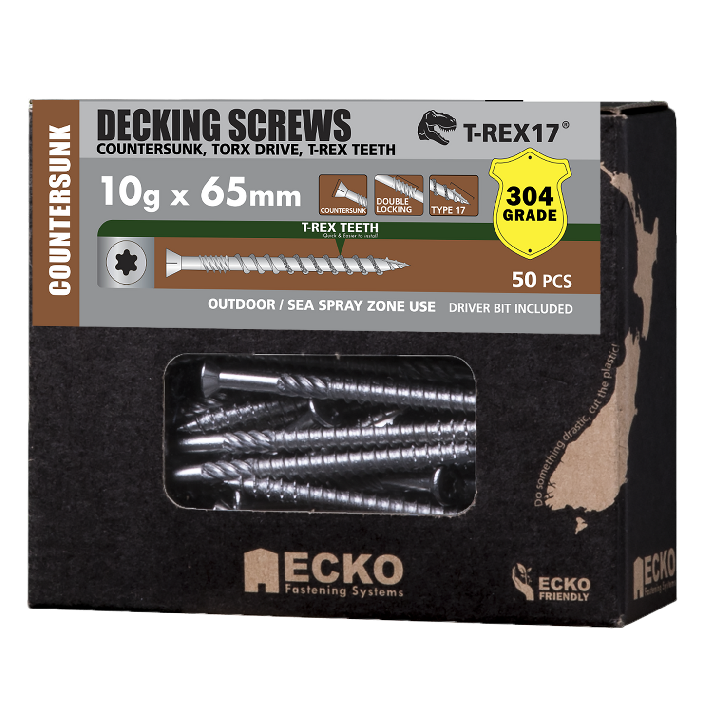 Decking Screw CSK SS304 10Gx60 T-REX17 (50-1000 Pk)
