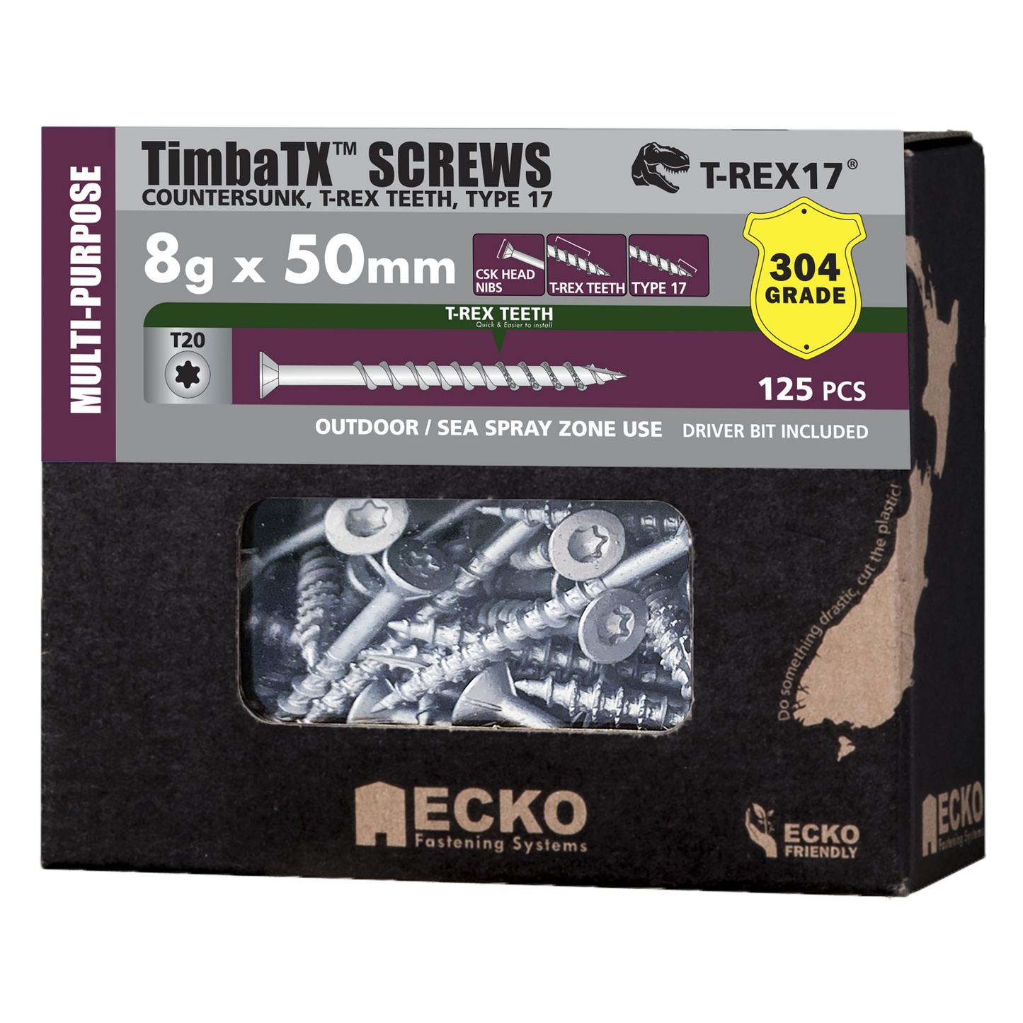 TimbaTX Screw SS304 8Gx20 (200-1000 Pk)