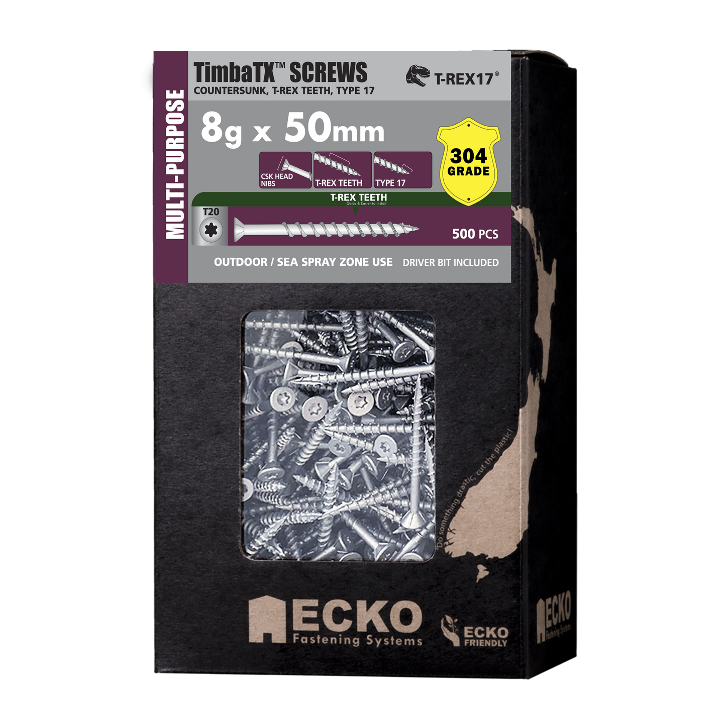 TimbaTX Screw SS304 8Gx20 (200-1000 Pk)