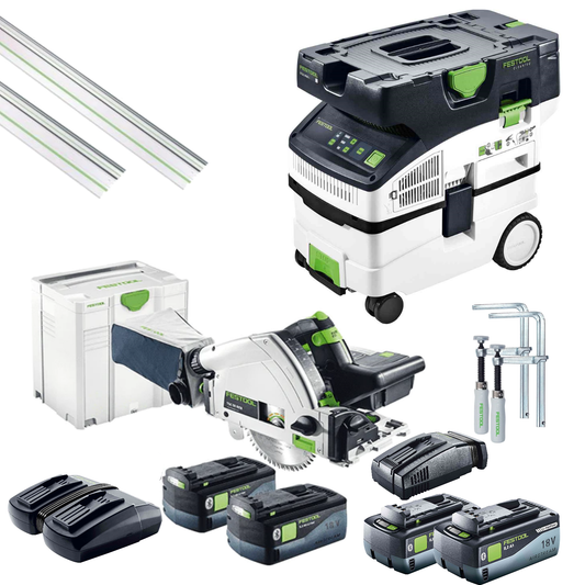 Festool Builders Starting Combo Kit 2 - Fully Cordless Plunge Saw & Extractor tool-junction-nz