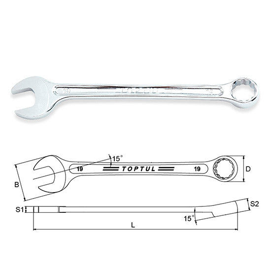 HI-PERFORMANCE COMBINATION WRENCH 15° OFFSET - METRIC 5.5mm -32mm