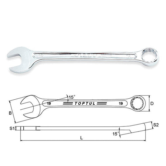 HI-PERFORMANCE COMBINATION WRENCH 15° OFFSET - METRIC 5.5mm -32mm
