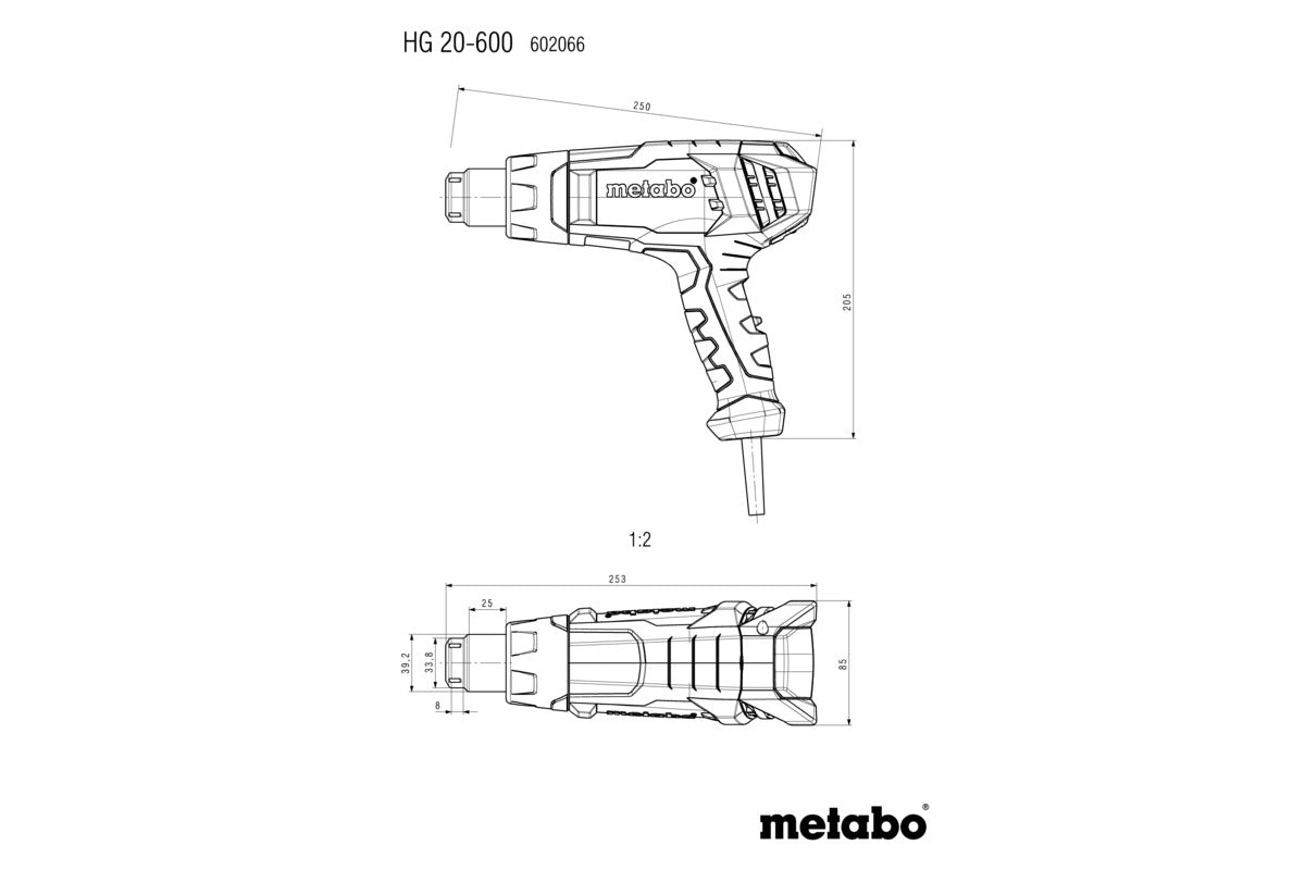 Metabo 2000 W Heat Gun 3 Stage Temp 80°C - 600°C