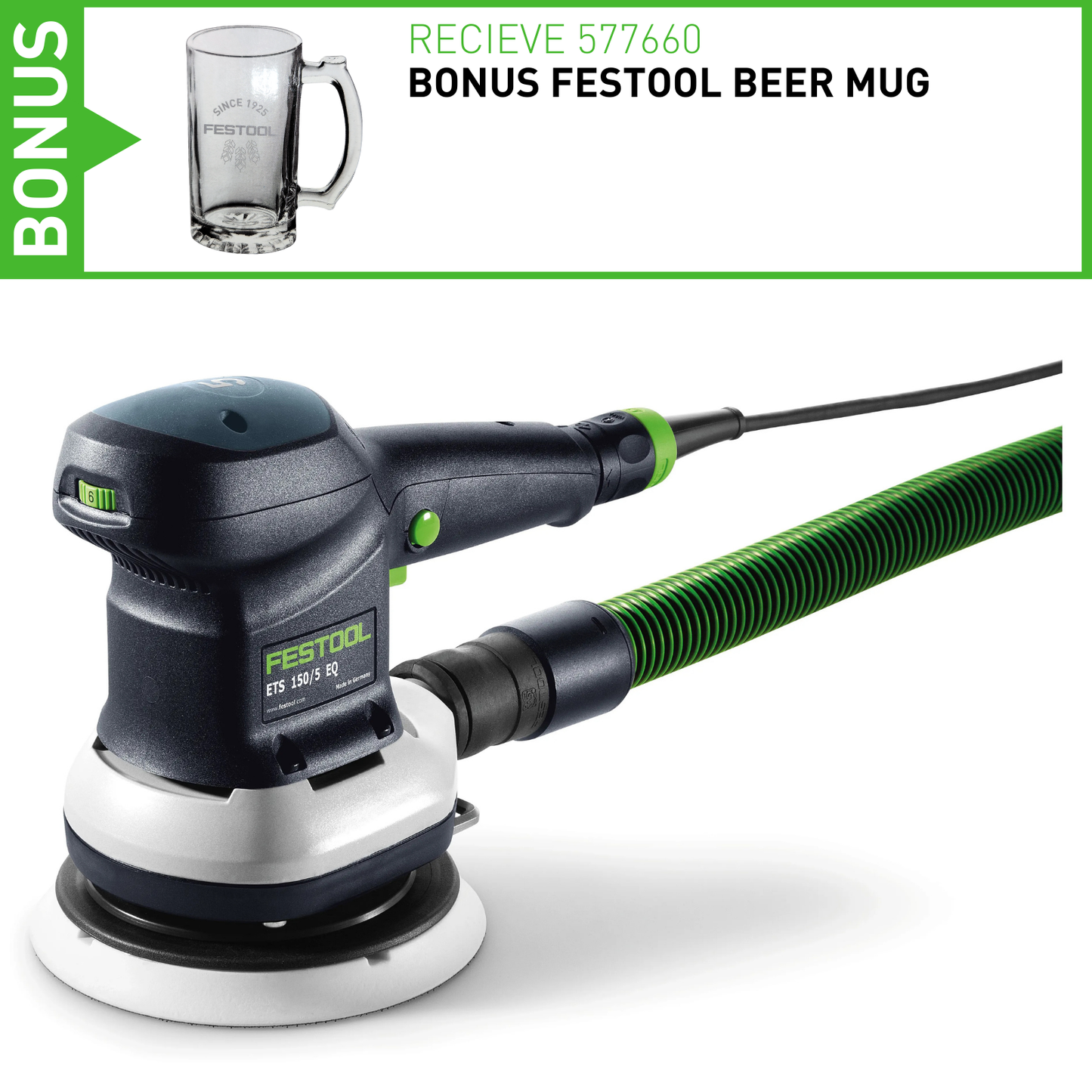 FESTOOL ETS 150/3 E RANDOM ORBITAL SANDER IN CARTON (575028)