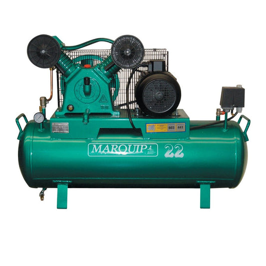 Marquip Industrial 22 3.0kW (4.0HP) 105L Three Phase Belt Drive Compressor With DOL Starter