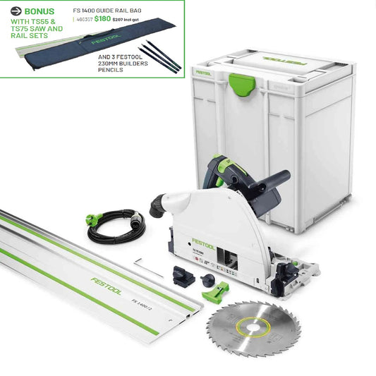 Festool TS 75 EBQ-Plus Plunge Saw + FS 1400 Rail (561512) ** Bonus Deal **