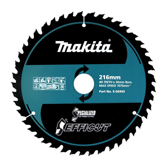 Makita EFFICUT 216mm 30mm 45T Wood Cutting Blade E-06993 tool-junction-nz