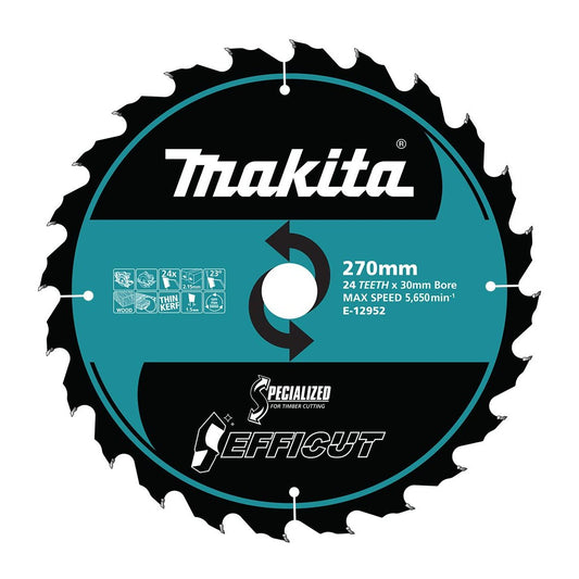 Makita EFFICUT 270mm 30mm 24T Wood Cutting Blade E-12952 tool-junction-nz