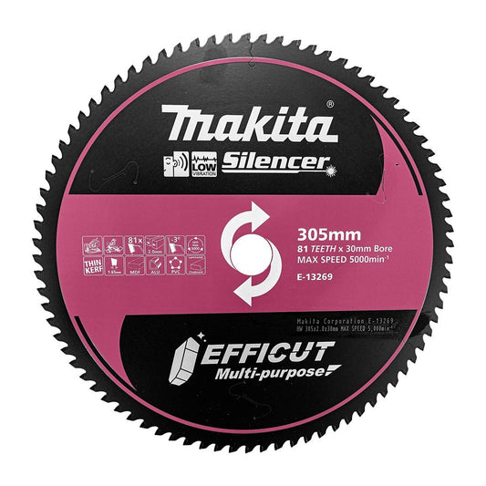 Makita EFFICUT 305mm 30/25.4mm 81T -3° Triple Chip Multi-Purpose Blade (E-13269)