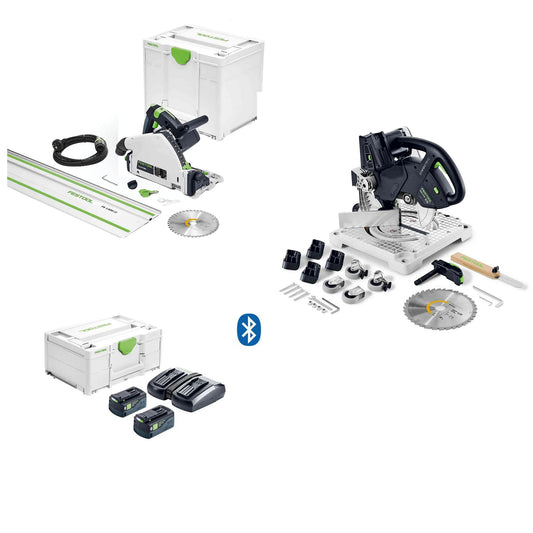 FESTOOL ** KIT ** TS55 & Rail with SYMC70 mitre saw, 5Ah energy set Package ** build from components (999264)