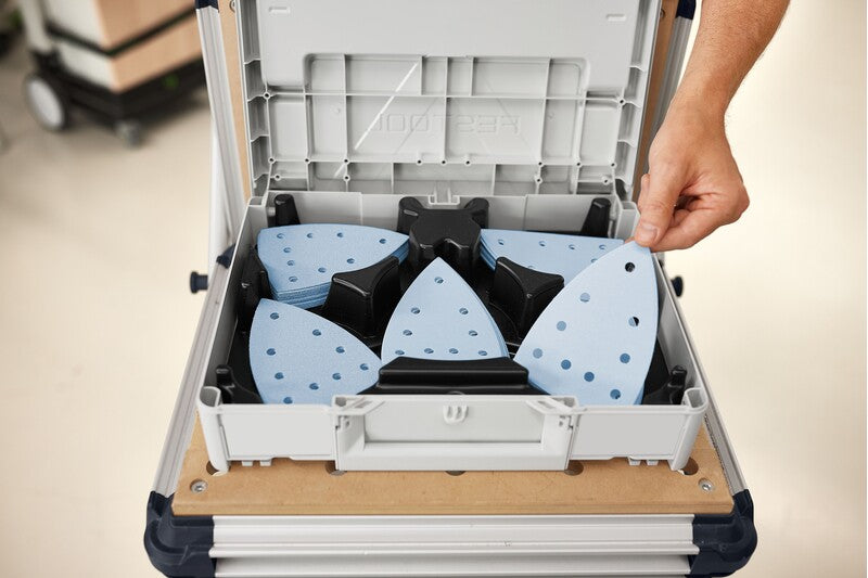  Festool Delta sandpaper assortment abrasives organized in a Systainer 