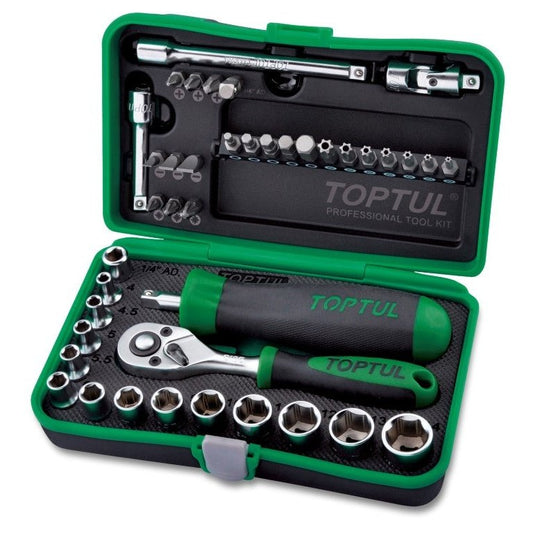 Toptul Socket & Bit Set 1/4"Dr 41pc gadw4101 tool-junction-nz