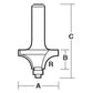 BEADING BIT  10MM RAD TCT, 2 FLT 1/2 SHK W/BEAR (t610mb1-2)