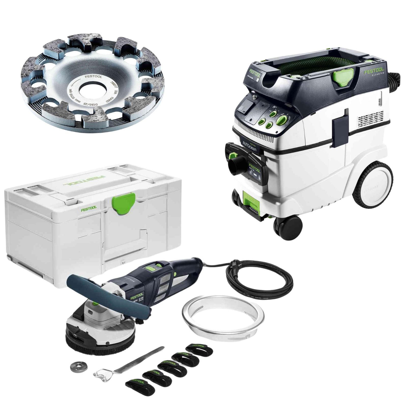 Festool Limited Surface Prep Grinder & AutoClean Dust Extractor Set RENOFIX RG 130 Plus CTM 36 E AC tool-junction-nz