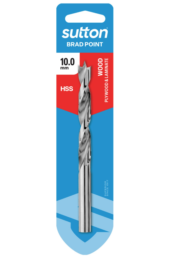 Sutton Tools DRILL D500 4.0mm WOOD BIT HSS W POINT CARDED