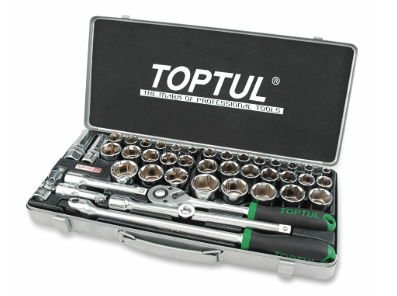 Toptul Socket Set 1/2"Dr 43pc SAE/MM 3/8"-11/4"10-32mm (gcad4303)