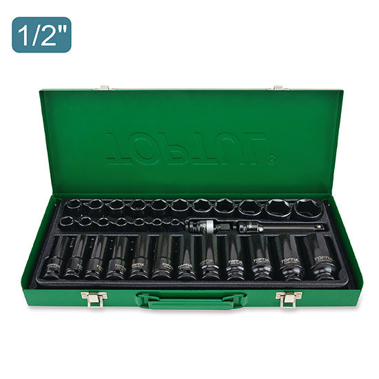 Toptul Socket Set Impact 1/2"Dr 32pc Std & Deep Metric (GDAD3201)