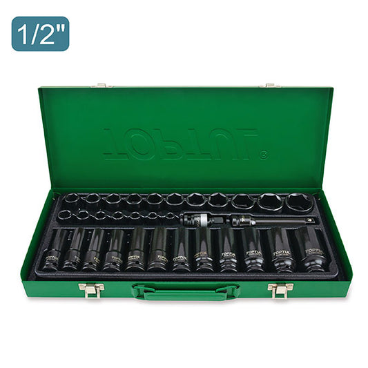 Toptul Socket Set Impact 1/2"Dr 32pc Std & Deep Metric (GDAD3201)