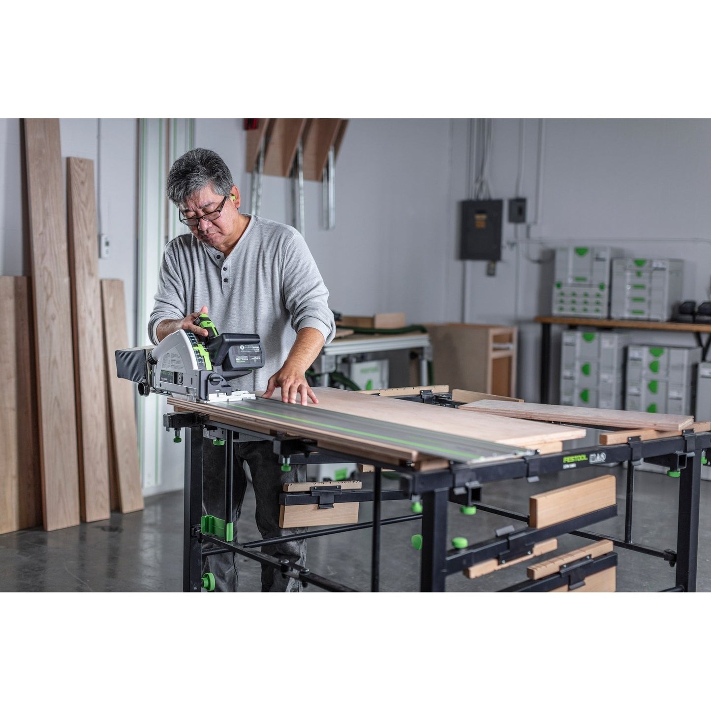 FESTOOL TSC 55 KEB CORDLESS PLUNGE SAW KIT WITH FS 1400 GUIDE RAIL 575464-4 tool-junction-nz