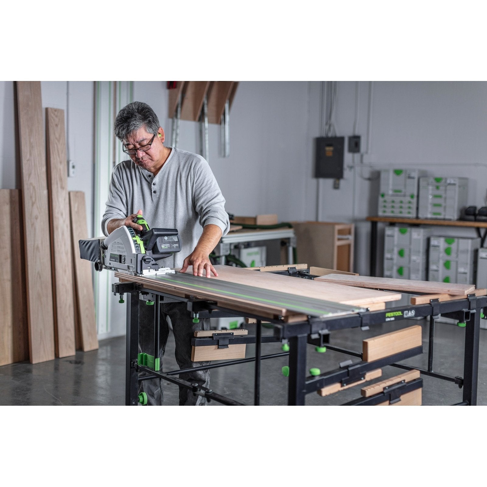 FESTOOL TSC 55 KEB CORDLESS PLUNGE SAW KIT WITH FS 1400 GUIDE RAIL 575464-4 tool-junction-nz