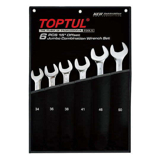 Toptul Wrench 6PCS 15Degree Offset Metric Jumbo Comb Set 34-50mm (gpab0601)