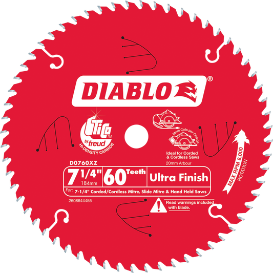 Diablo 7.25 in. / 184mm 60T Ultra Finish Saw Blade