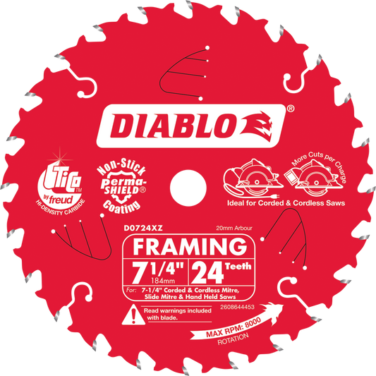 Diablo 7.25 in. / 184mm 24T Framing Saw Blade tool-junction-nz