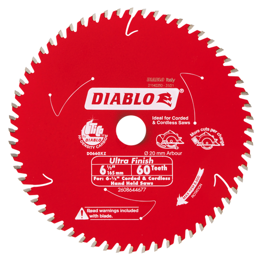 Diablo 6.5 in. / 165mm 60T Ultra Finish Saw Blade