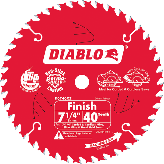 Diablo 7.25 in. / 184mm 40T Fine Finish Saw Blade
