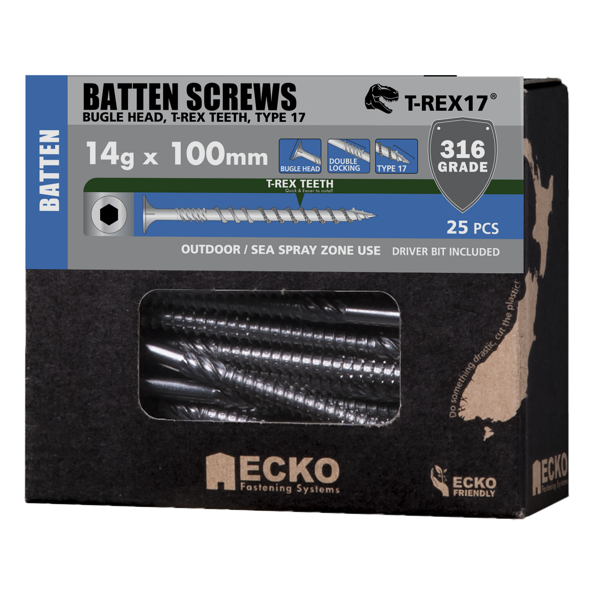 Batten Screw XGuard 14Gx100 T-REX17 25-500 Pk tool-junction-nz