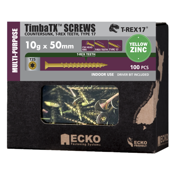 TimbaTX Screw Zinc T-REX17 10Gx100 75-300 Pk tool-junction-nz
