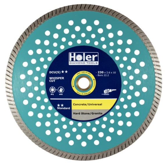HOLER DDS0230-005 WHISPER CUT TURBO BLADE 230X2.6X10MM DCU S ★★ FOR 9" GRINDERS ONLY \