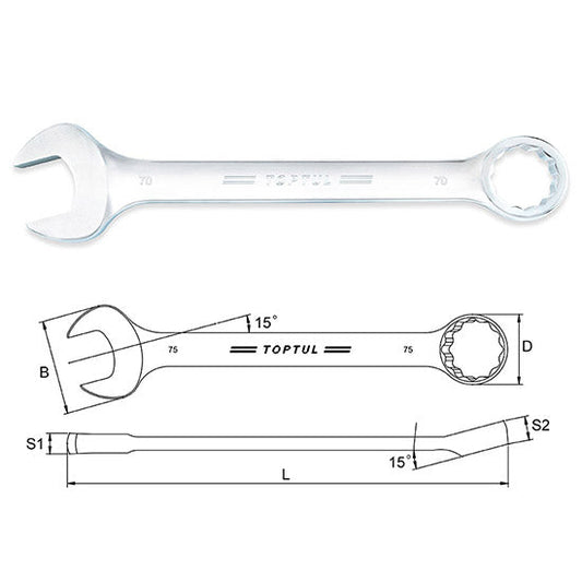 STANDARD COMBINATION WRENCH 15Â° OFFSET 45MM - 80MM