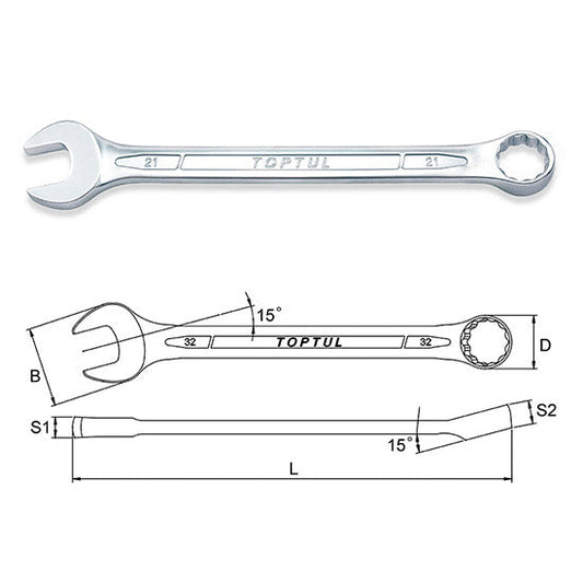 STANDARD COMBINATION WRENCH 15Â° OFFSET 6MM - 43MM