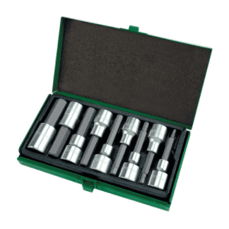 Socket Set 1/2"Dr 9pc Hex Bits Long 4-17mm gaad0905